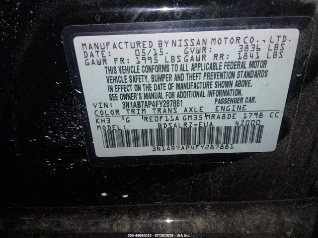 Nissan SENTRA SR 2015 3N1AB7AP4FY287881 Image 9