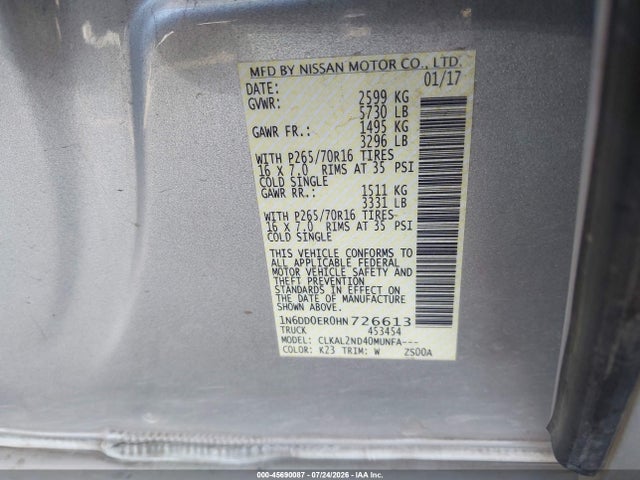 Nissan Frontier Sv 2017 1N6DD0ER0HN726613 Image 9