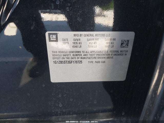 1G1ZB5ST2GF178725 Chevrolet MALIBU LS