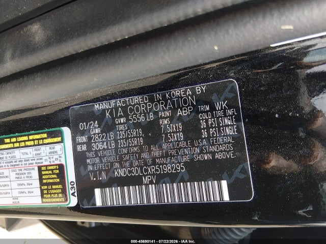 Auction sale of the 2024 Kia Ev6 Wind, vin: KNDC3DLCXR5198295, lot number: 45690141