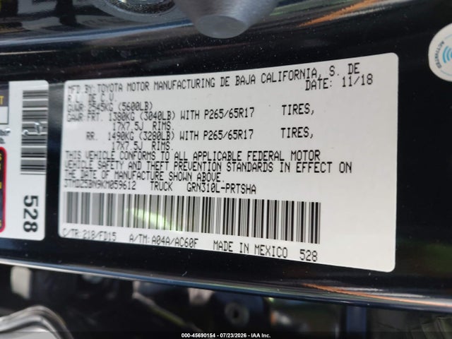 3TMDZ5BN9KM059612 Toyota Tacoma Trd Sport
