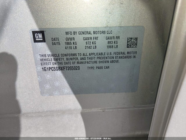 Chevrolet Cruze 1lt Auto 2015 1G1PC5SBXF7265020 Image 9