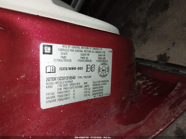 Aukcja sprzedaży 2008 Gmc Sierra 1500 Shelby Kr/sle1/work Truck, vin: 2GTEK13C581318949, numer aukcji: 45690195