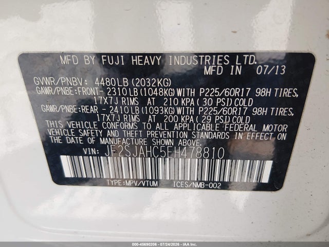 45690206 :رقم المزاد ، JF2SJAHC5EH478810 vin ، 2014 Subaru Forester 2.5i Limited مزاد بيع