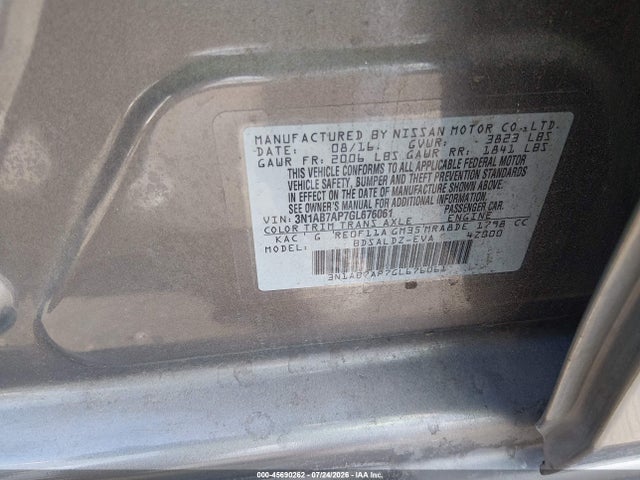 Nissan SENTRA SV 2016 3N1AB7AP7GL676061 Image 9