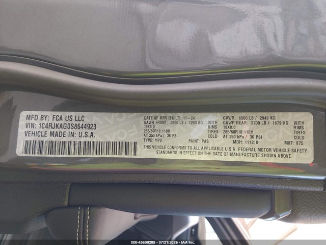 Продажа на аукционе авто 2025 Jeep Grand Cherokee L Laredo X 4x4, vin: 1C4RJKAG0S8644923, номер лота: 45690288