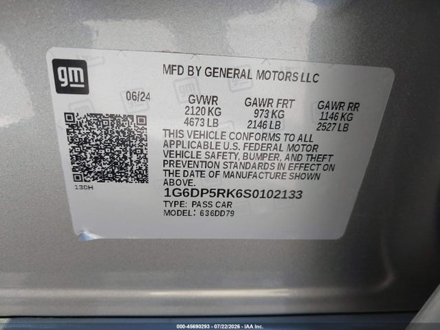 Aukcja sprzedaży 2025 Cadillac Ct5 Sport Rwd, vin: 1G6DP5RK6S0102133, numer aukcji: 45690293