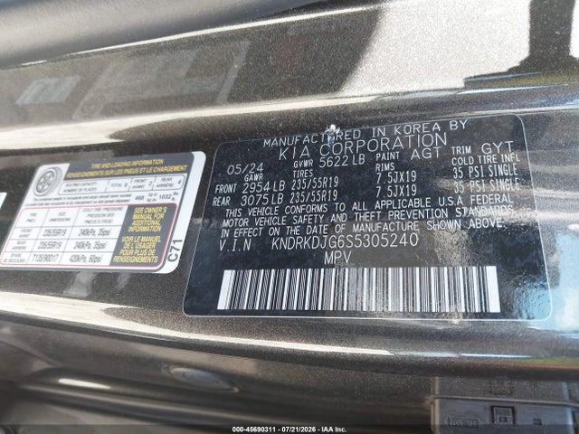 KNDRKDJG6S5305240 KIA Sorento Hybrid Sx Prestige