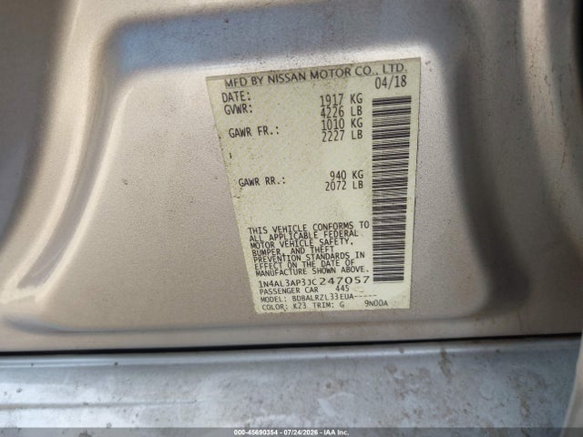 1N4AL3AP3JC247057 Nissan Altima 2.5 Sl