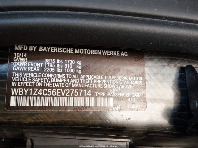 BMW I3 Base W/range Extender 2014 WBY1Z4C56EV275714 Image 9