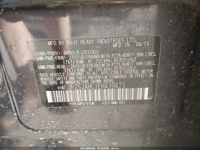 JF2SJAHC1EH439423 Subaru Forester 2.5i Limited