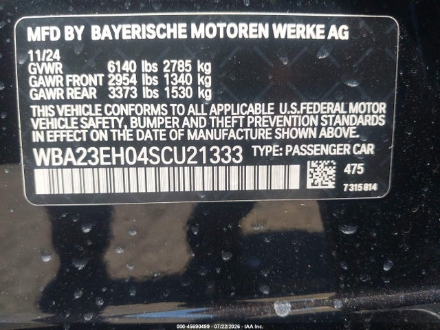 BMW 740I 2025 WBA23EH04SCU21333 Image 9