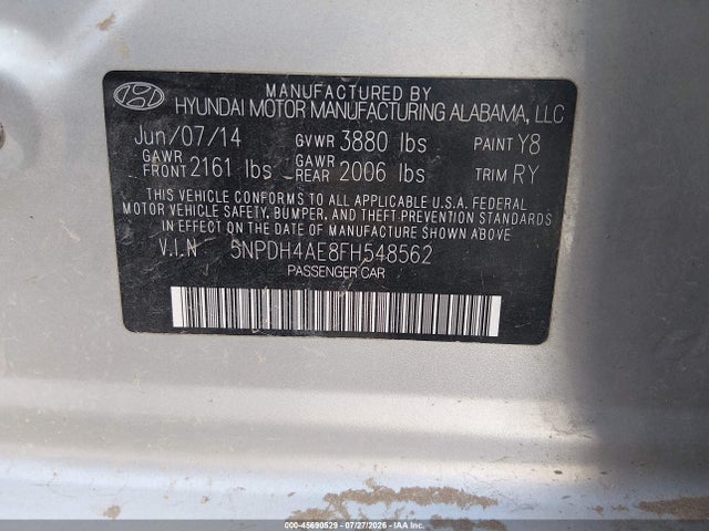 Hyundai ELANTRA SE 2015 5NPDH4AE8FH548562 Image 9