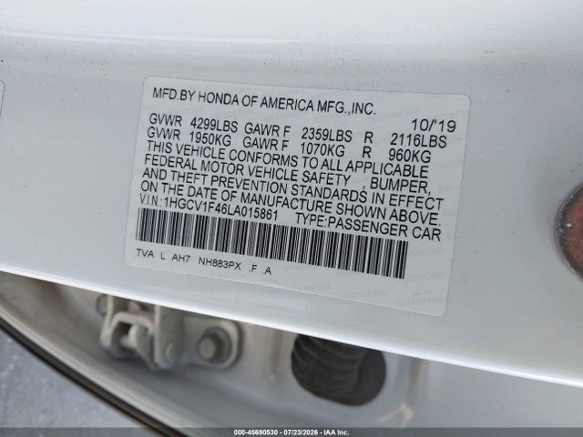 1HGCV1F46LA015861 Honda ACCORD EX