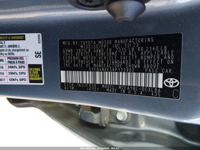 Toyota COROLLA LE 2024 5YFB4MDE5RP122902 Image 9