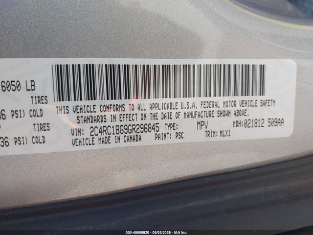2C4RC1BG9GR296845 Chrysler Town &amp; Country Touring