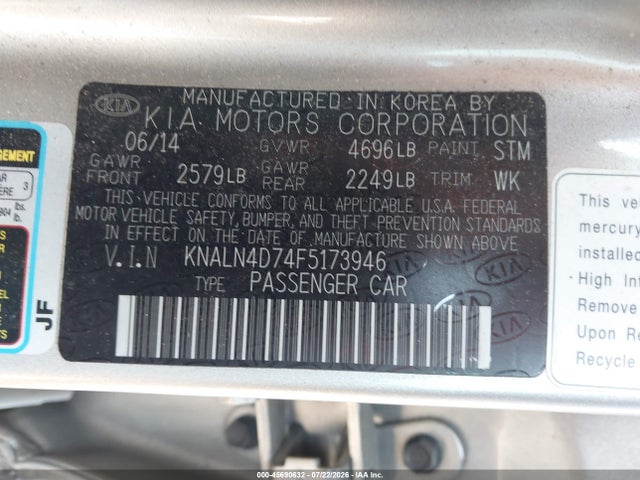 KIA Cadenza Premium 2015 KNALN4D74F5173946 Image 9