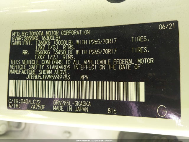JTERU5JR9M5949783 Toyota 4runner Trd Off Road Premium