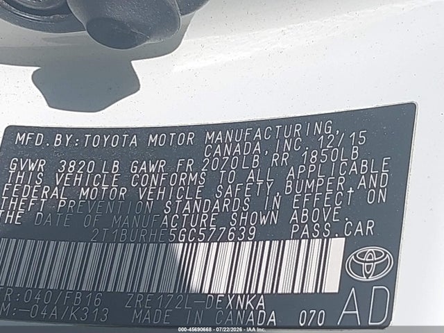 Toyota COROLLA LE 2016 2T1BURHE5GC577639 Image 9