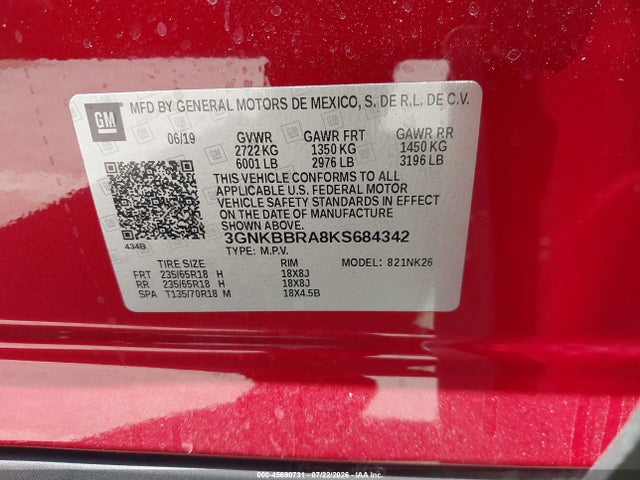 Chevrolet Blazer 2019 3GNKBBRA8KS684342 Image 9