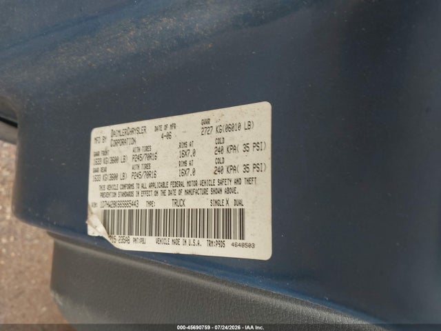Aukcja sprzedaży 2006 Dodge Dakota St, vin: 1D7HW28K66S665443, numer aukcji: 45690759