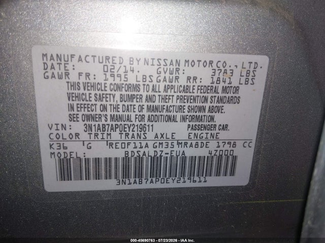 Nissan SENTRA SV 2014 3N1AB7AP0EY219611 Image 9