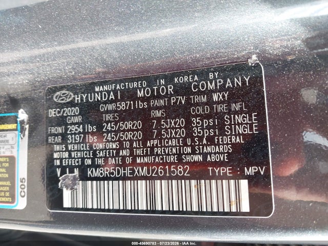 Продажа на аукционе авто 2021 Hyundai Palisade Limited, vin: KM8R5DHEXMU261582, номер лота: 45690783