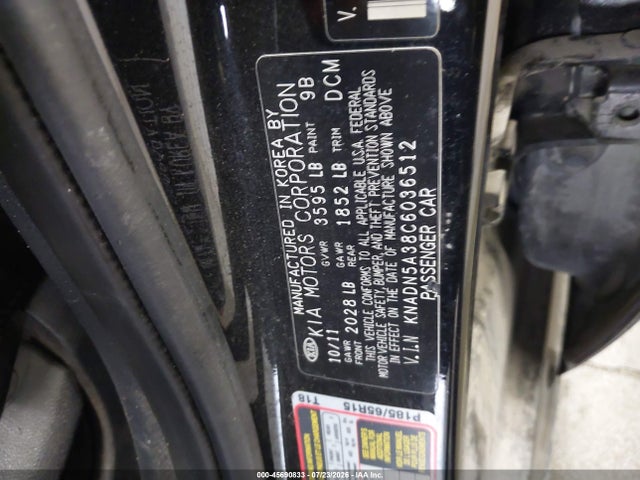 Aukcja sprzedaży 2012 Kia Rio5 Ex, vin: KNADN5A38C6036512, numer aukcji: 45690833