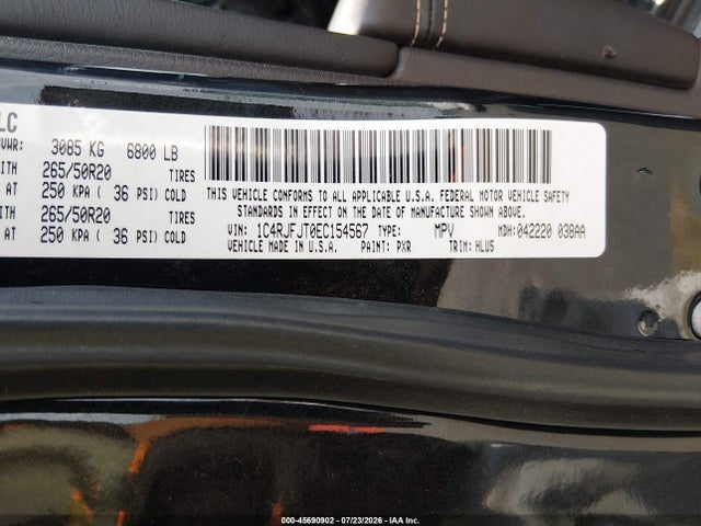 2014 Jeep Grand Cherokee Summit მანქანა იყიდება აუქციონზე, vin: 1C4RJFJT0EC154567, აუქციონის ნომერი: 45690902