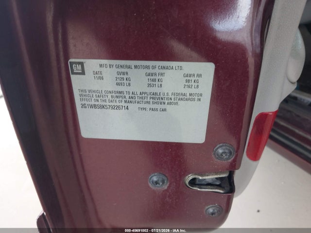 Aukcja sprzedaży 2007 Chevrolet Impala Ls, vin: 2G1WB58K579226714, numer aukcji: 45691002