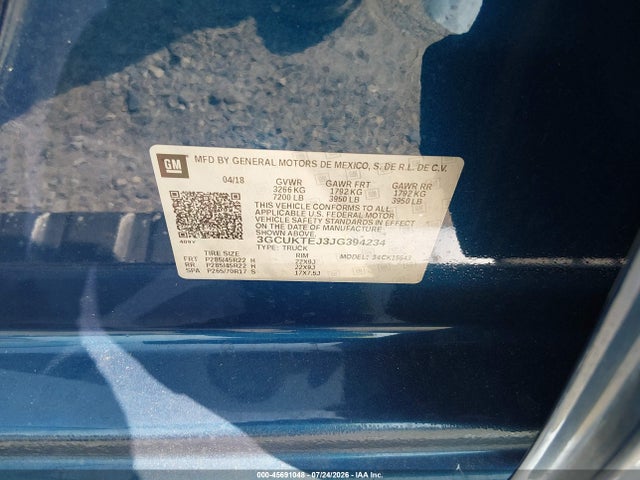 Продаж на аукціоні авто 2018 Chevrolet Silverado 1500 High Country, vin: 3GCUKTEJ3JG394234, номер лоту: 45691048