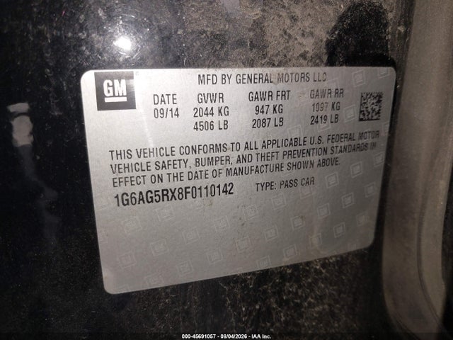 Продаж на аукціоні авто 2015 Cadillac Ats Standard, vin: 1G6AG5RX8F0110142, номер лоту: 45691057