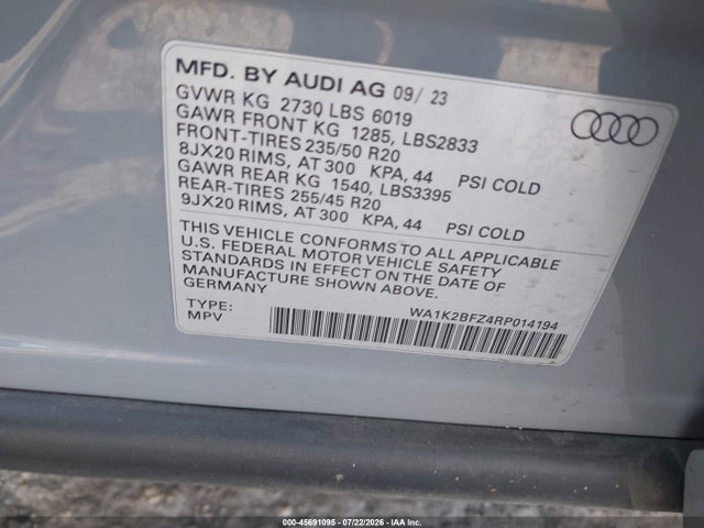 Audi Q4 E-tron Premium 50 Quattro 2024 WA1K2BFZ4RP014194 Image 9