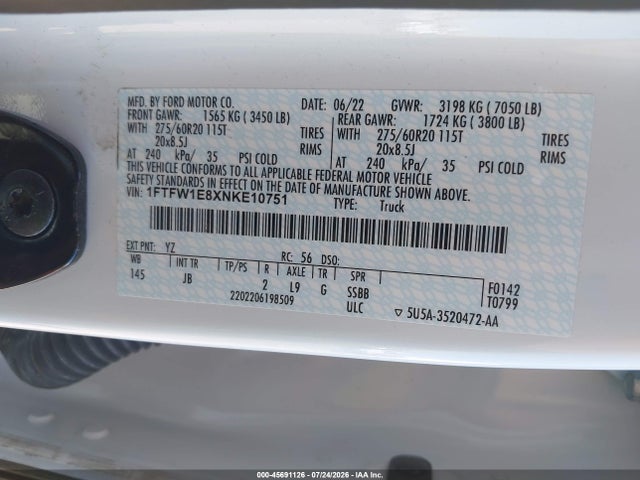 Ford F-150 Xl 2022 1FTFW1E8XNKE10751 Image 9