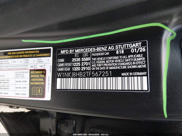 Aukcja sprzedaży 2026 Mercedes-benz Amg Glc 43 Coupe 4matic, vin: W1NKJ8HB2TF567251, numer aukcji: 45691209