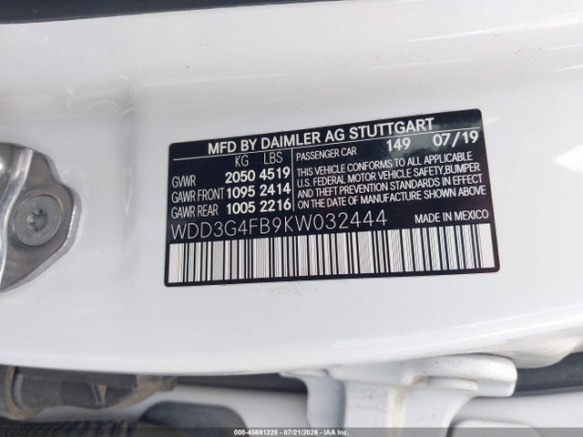 Продаж на аукціоні авто 2019 Mercedes-benz A 220 4matic, vin: WDD3G4FB9KW032444, номер лоту: 45691228