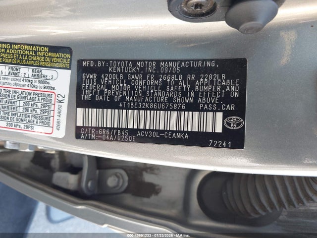 Aukcja sprzedaży 2006 Toyota Camry Le, vin: 4T1BE32K86U675876, numer aukcji: 45691233