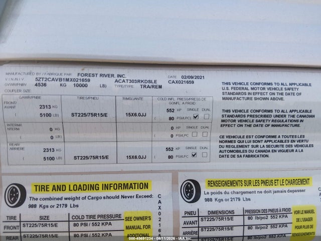 Coachmen Catalina 2021 5ZT2CAVB1MX021659 Image 9