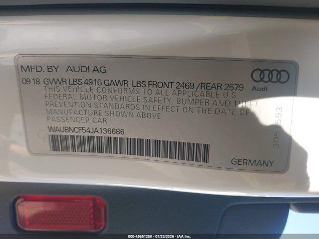Audi A5 2.0t Premium 2018 WAUBNCF54JA136686 Image 9