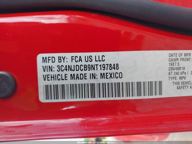 2022 Jeep Compass (red) Edition 4x4 მანქანა იყიდება აუქციონზე, vin: 3C4NJDCB9NT197848, აუქციონის ნომერი: 45691266