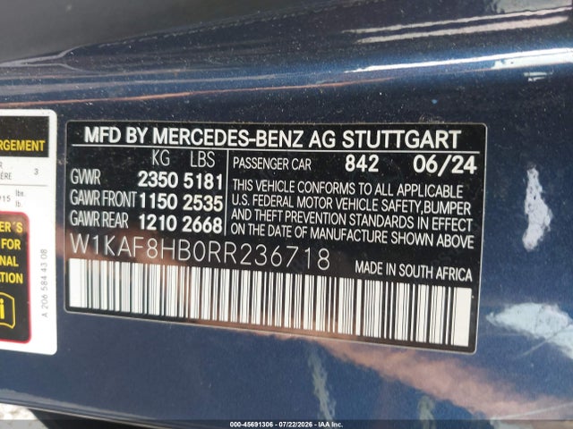 W1KAF8HB0RR236718 Mercedes-Benz Amg C 43 4matic