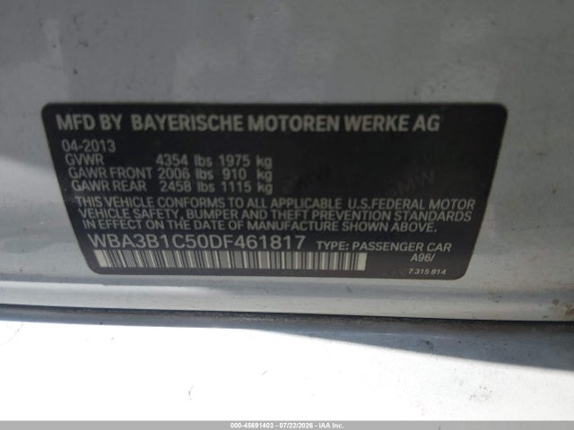 Продаж на аукціоні авто 2013 Bmw 320i, vin: WBA3B1C50DF461817, номер лоту: 45691403