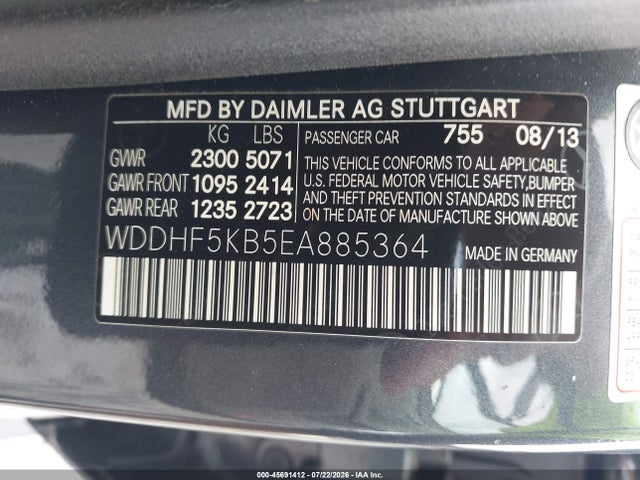 2014 Mercedes-benz E 350 მანქანა იყიდება აუქციონზე, vin: WDDHF5KB5EA885364, აუქციონის ნომერი: 45691412
