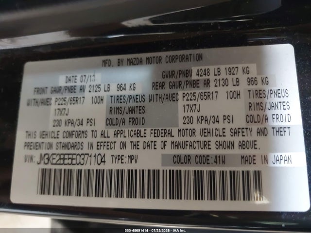 Aukcja sprzedaży 2014 Mazda Cx-5 Sport, vin: JM3KE2BE5E0371104, numer aukcji: 45691414