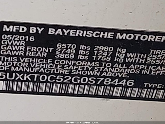 45691426 :رقم المزاد ، 5UXKT0C52G0S78446 vin ، 2016 Bmw X5 Edrive Xdrive40e مزاد بيع