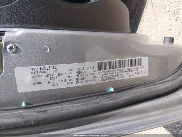 45691454 :رقم المزاد ، 2C4RDGEG3KR709430 vin ، 2019 Dodge Grand Caravan Gt مزاد بيع