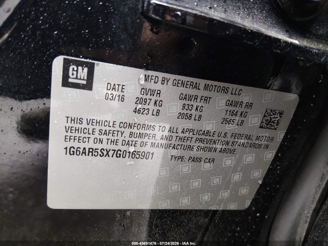 45691476 :رقم المزاد ، 1G6AR5SX7G0165901 vin ، 2016 Cadillac Cts Luxury Collection مزاد بيع