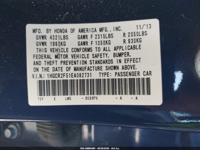1HGCR2F51EA082731 Honda Accord Sport