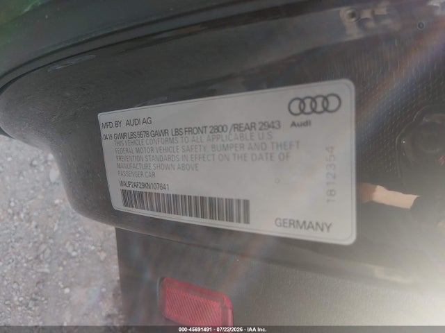 Продажа на аукционе авто 2019 Audi A7 55 Premium, vin: WAUP2AF29KN107641, номер лота: 45691491