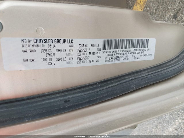 Aukcja sprzedaży 2015 Chrysler Town & Country Touring-l, vin: 2C4RC1CG5FR572452, numer aukcji: 45691537